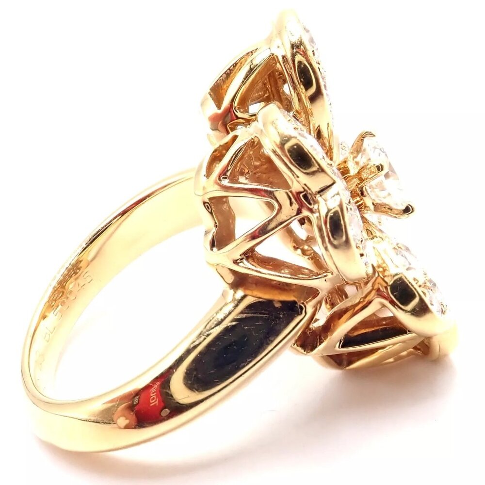 Authentic! Van Cleef & Arpels Cosmos 18k Yellow Gold Diamond Medium Model Ring - Picture 6 of 13